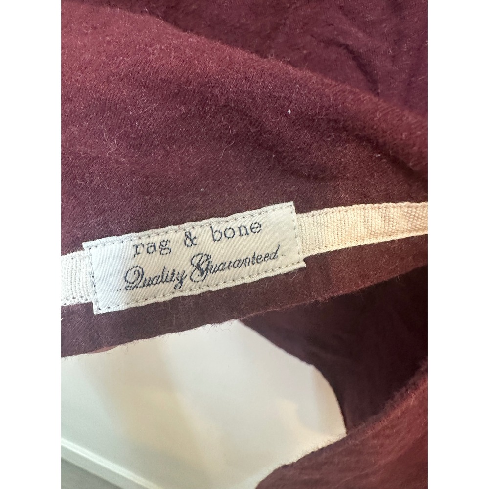 Rag & Bone Standard Issue Mens XL Burgundy Cotton Flannel Button Down Shirt - Picture 3 of 7